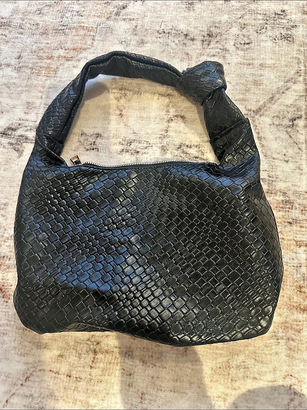 Woven Hobo Bag in Black